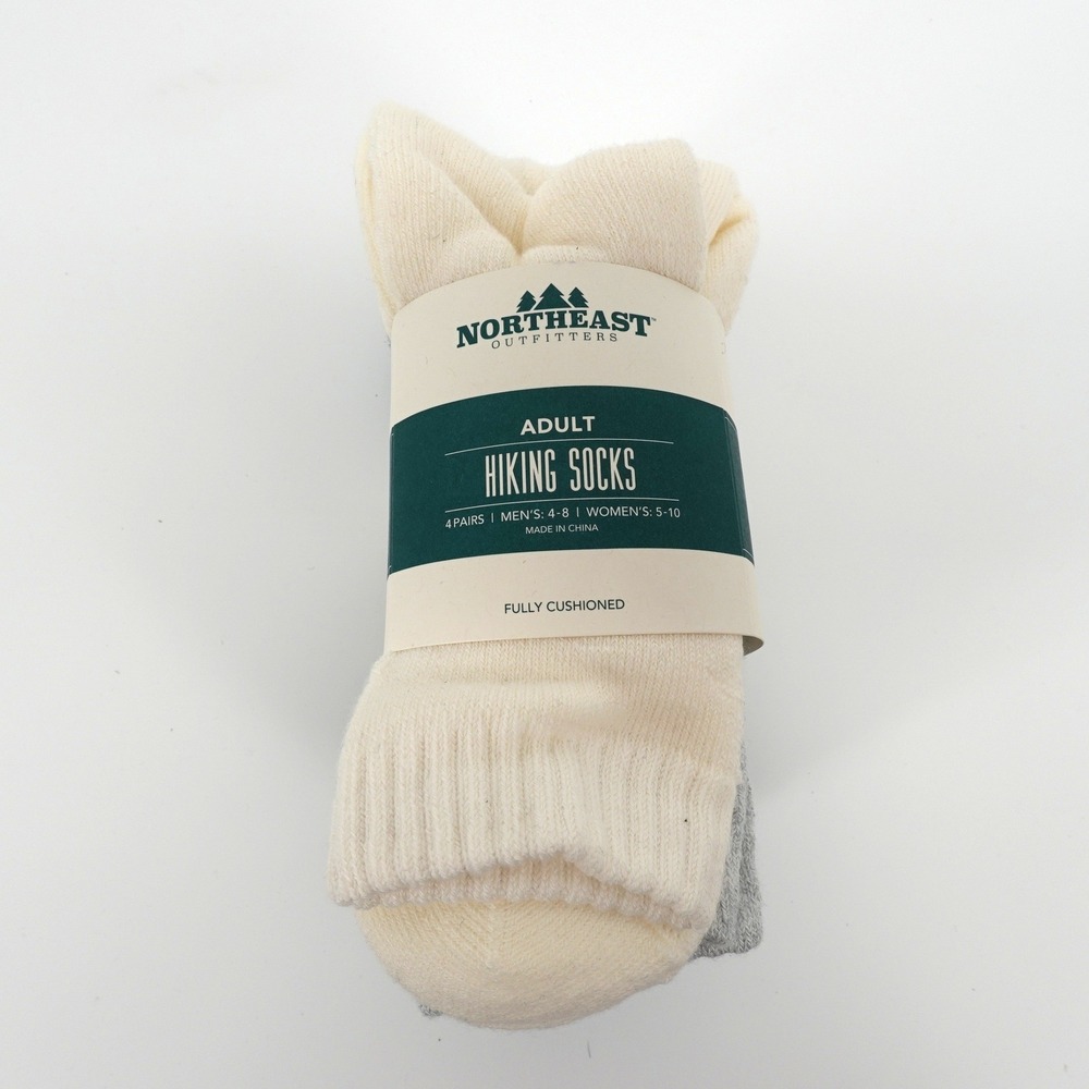 Northeast Outfitters Adult Hiking Socks 4 Pack Cream Blue Grey Full Cushion M